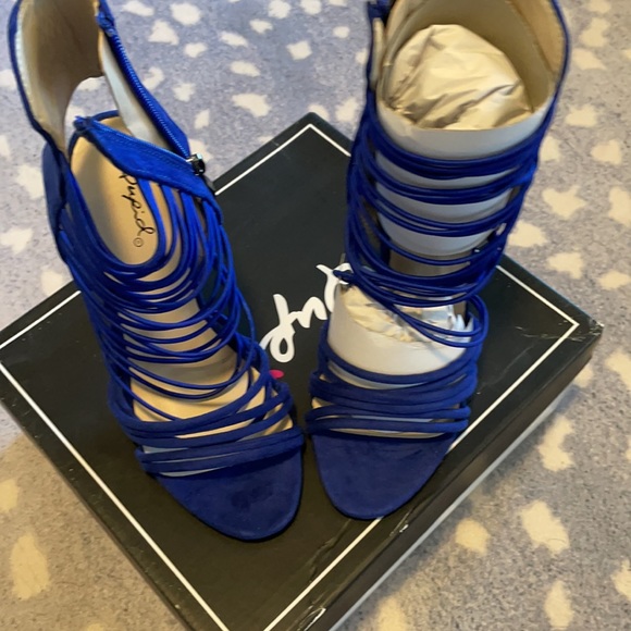 Cobalt blue strappy heels never worn - Picture 3 of 6